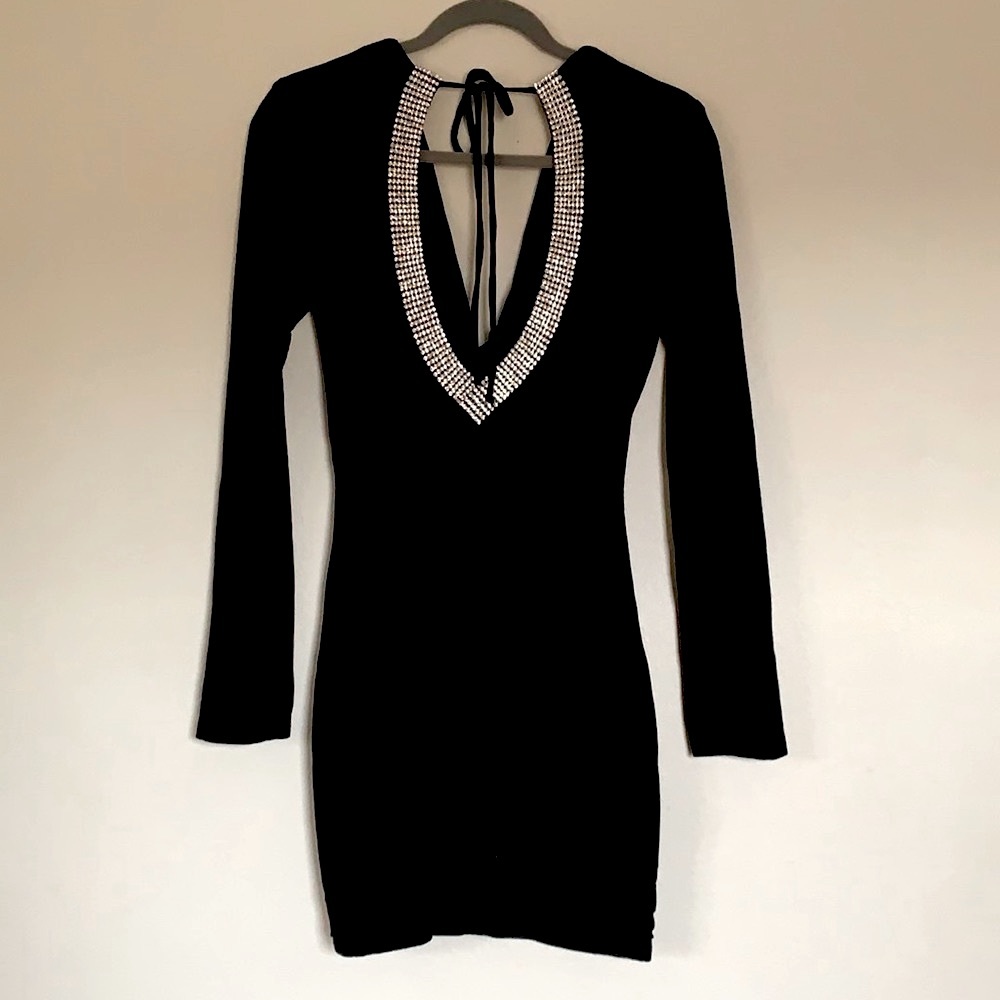 Sky plunge dress with Swarovski Crystal back detail
